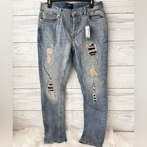 Boohooman Blue Rip & Repair Jeans for Men